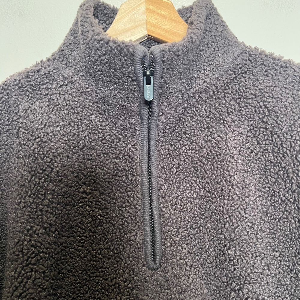 Athleta In the Clouds 1/4 Zip Pullover Sweater XXS Brown Cropped Sherpa EUC - Picture 5 of 9